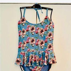 Vigoss Swimsuit 2X One Piece High Cut Floral 146342
